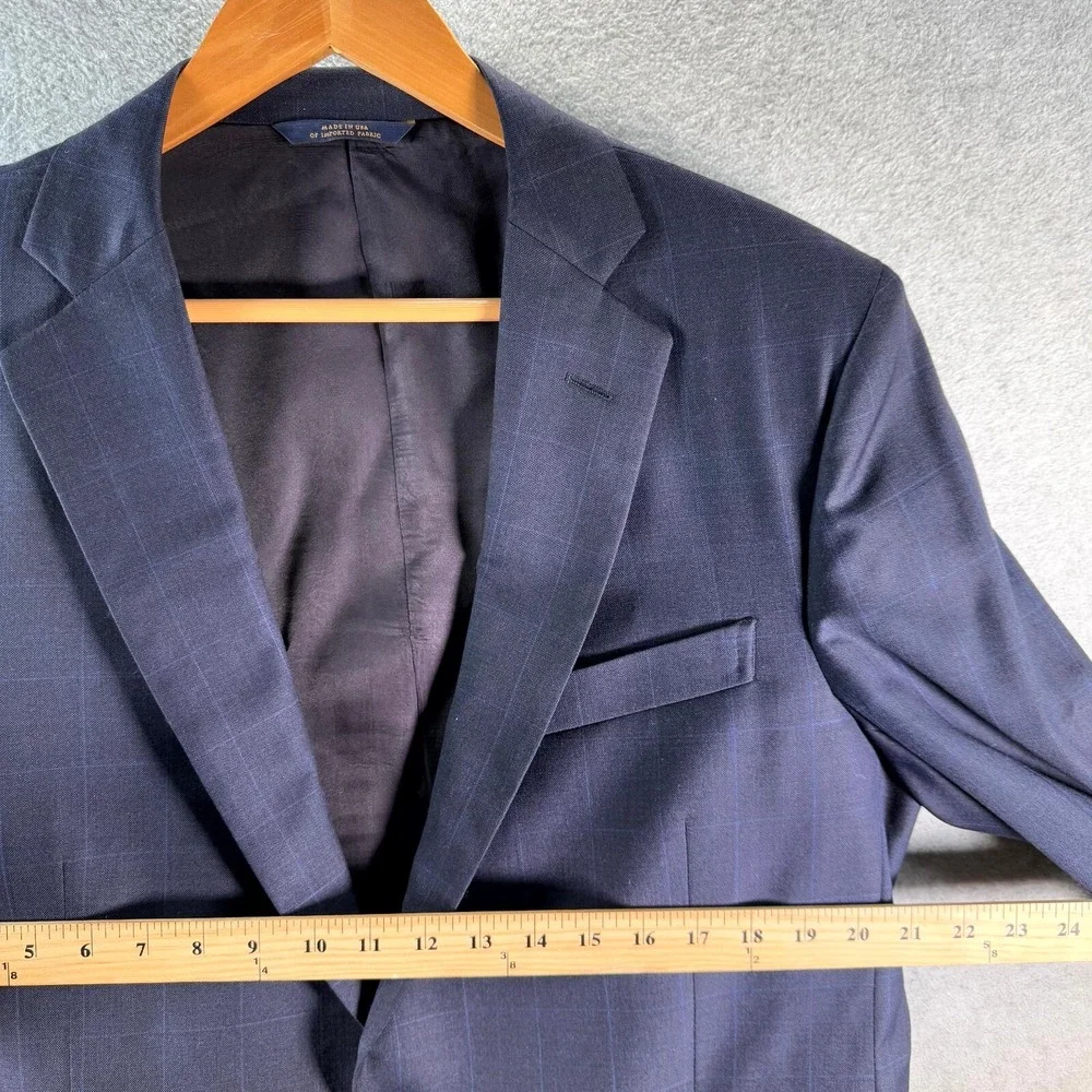 Brooks Brothers Saxxon 1818 Regent Blazer Mens 42RW36 Navy Checkered Notch Lapel